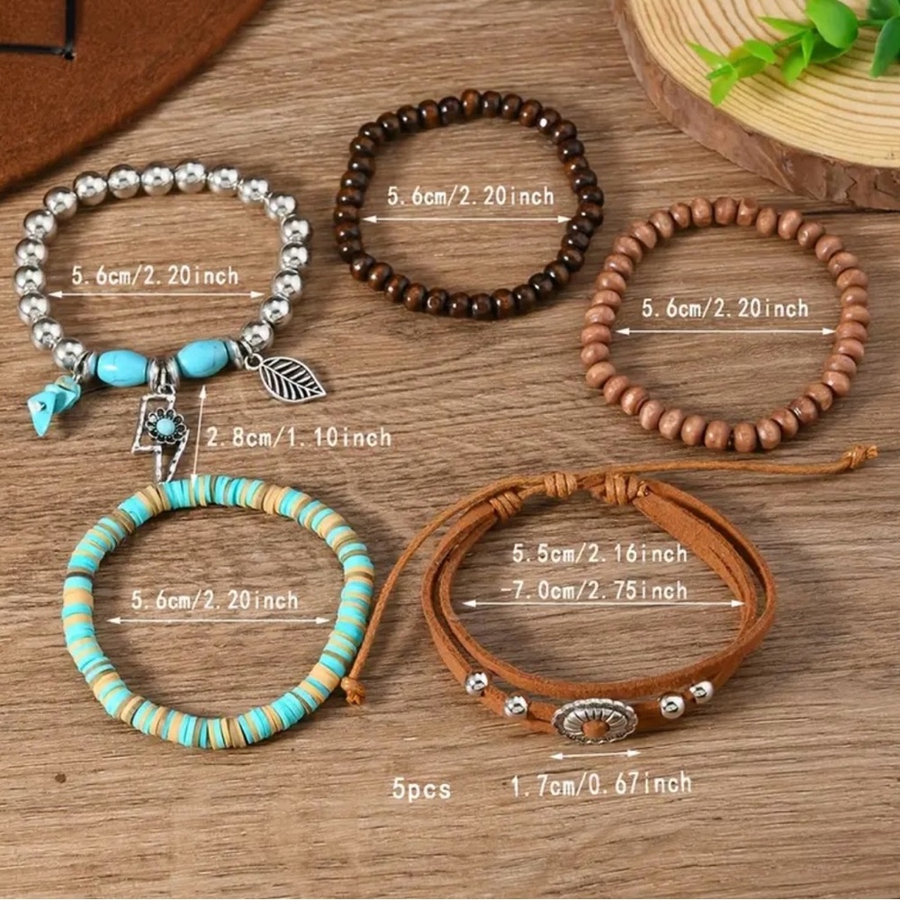 Boho Beaded Bracelet Set with Butterfly Charm - Picture 6 of 6